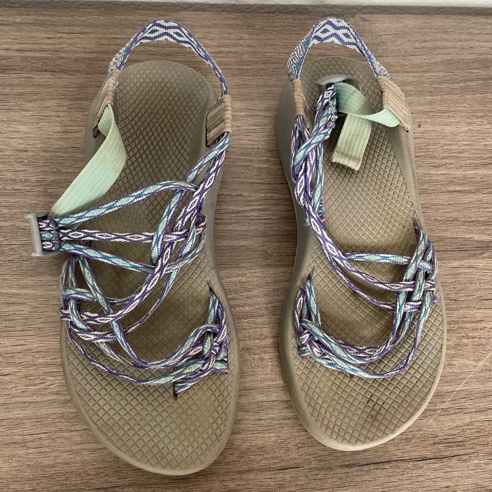 Chaco Women’s Classic Blue 3 Strap Sandals Toe Loops Hiking Walking Shoes Size 9